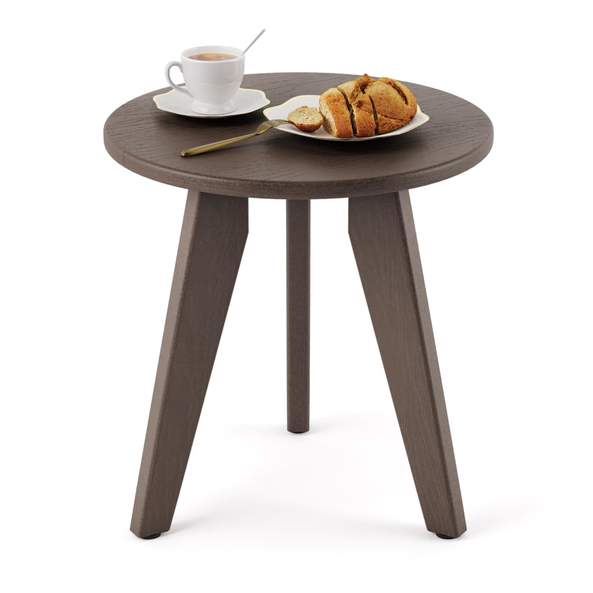 Homenjoy Outdoor Side Table, HDPE Outdoor Table, Small Round Side Table Weather-Resistant, Outdoor Side Tables for Patio, Porch,Deck,End Table for Plant Stand, Dark Brown — image 1