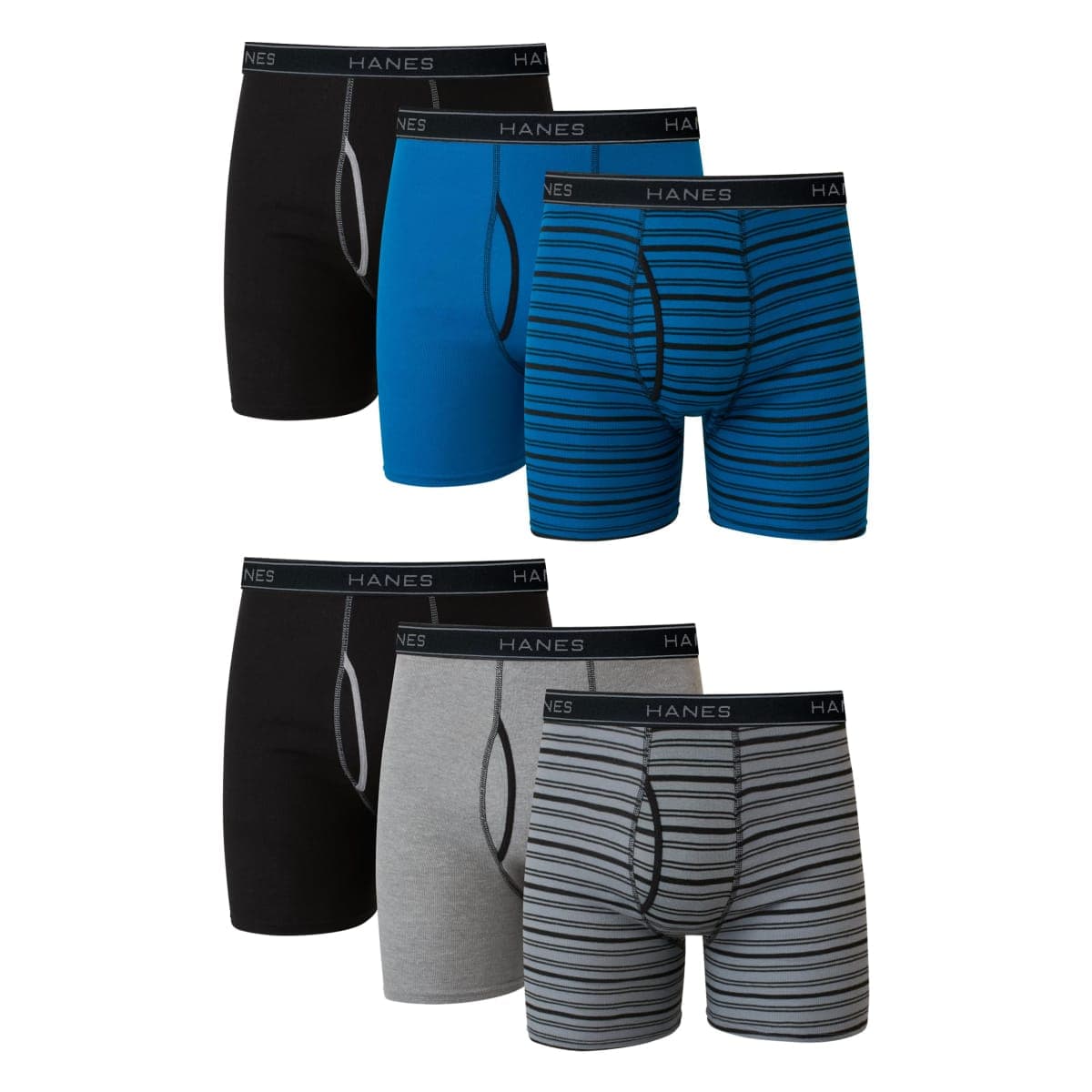 Hanes Men's Boxer Briefs, Soft and Breathable Cotton Underwear with ComfortFlex Waistband, Multipack, Striped Assorted - 6 Pack, 3X-Large — image 1