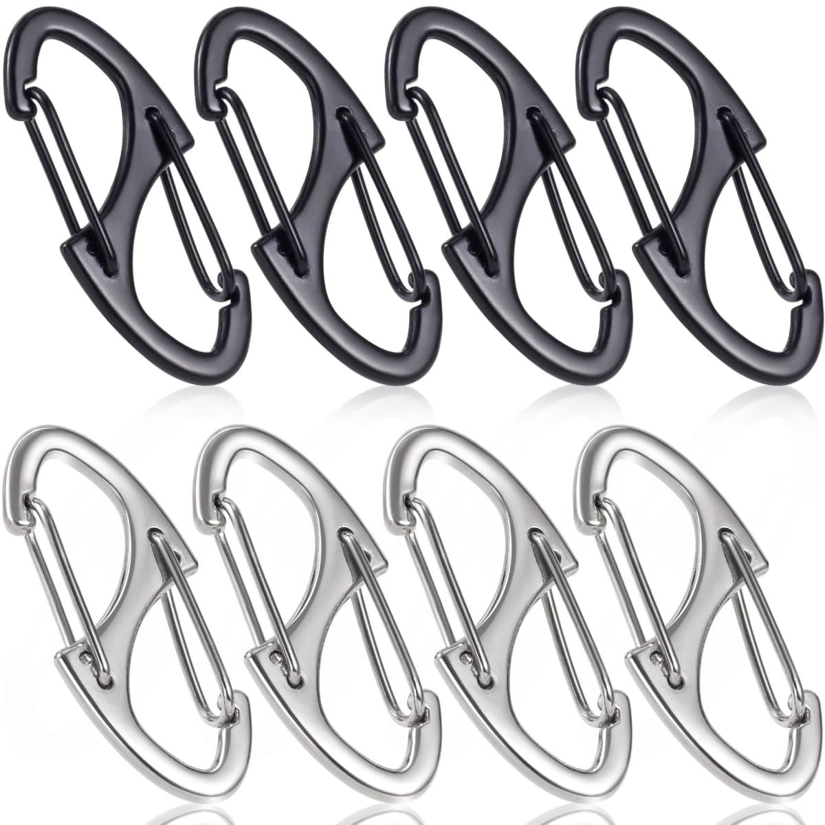 HINZIC 8Pcs Zipper Clip Anti Theft Deterrent, Keep The Zipper Closed Lock, Zipper Pull Replacement, Connectors Dual Opening S Shaped Carabiner for Backpacks Traveling Camping Suitcases — image 1