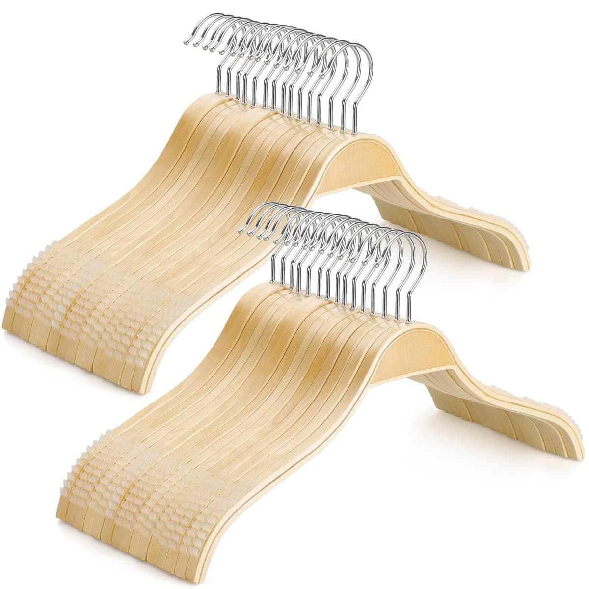 Topia Hanger Slim Natural Wood Hangers with Extra Soft Non-Slip Rubber Grips, 30-Pack High-Grade Fashion Hanger No Shoulder Bump for Sweaters, Hoodies, Jacket, Dress, Coat -CT15N30 — image 1