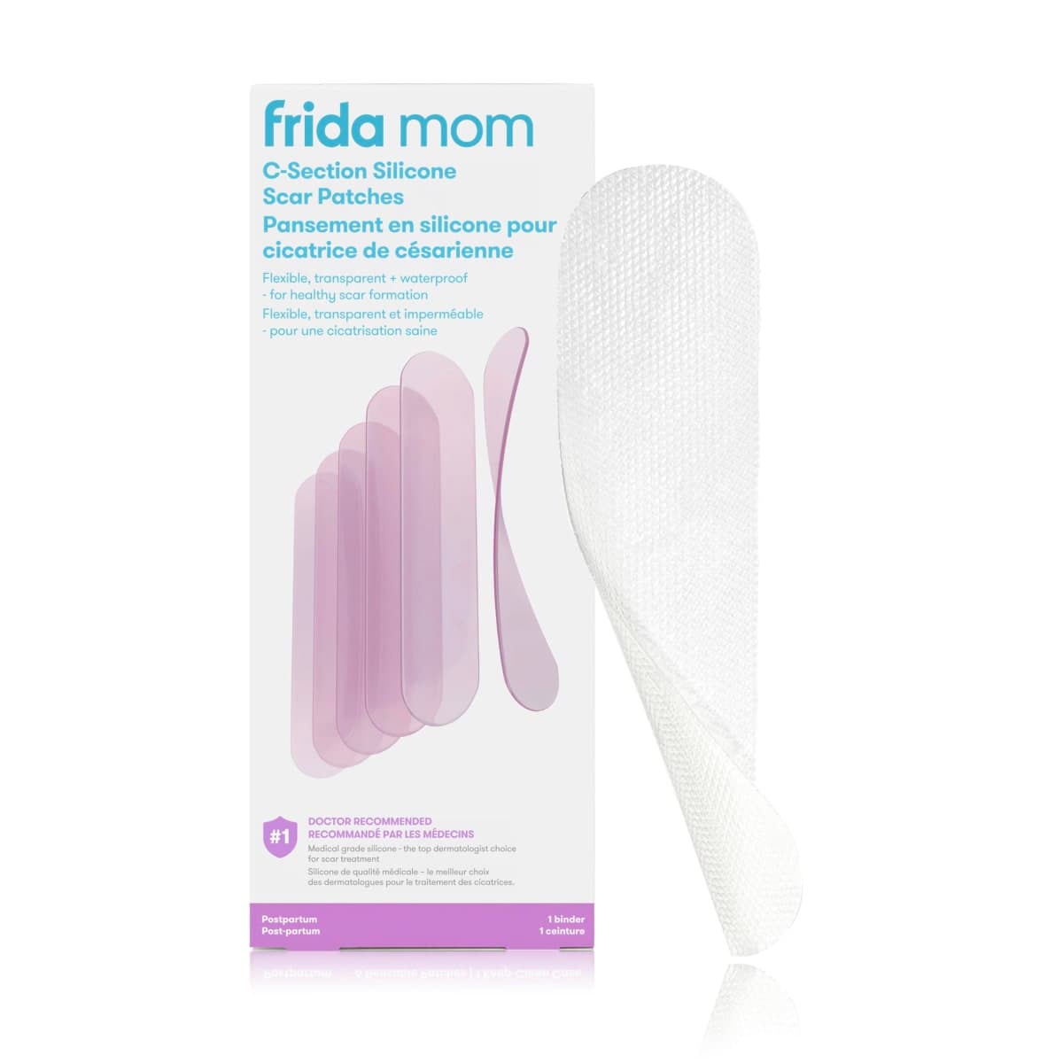 Frida Mom C-Section Silicone Strips, C-Section Recovery Must Have Scar Patches, Reusable Medical Grade Treatment for Keloid Scars, Includes Case & Pouch — image 1