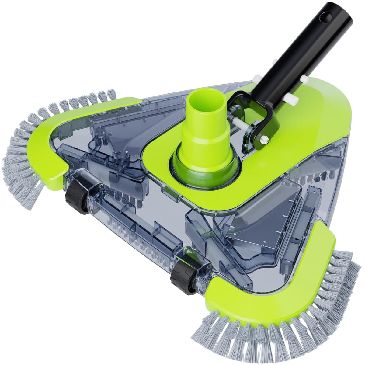 Upgrade Pool Vacuum Head with Wheels & Side Brushes, Universal Rotatable Hose Adapter,Weighted Triangular Shape, for Inground/Above Ground Swimming Pools