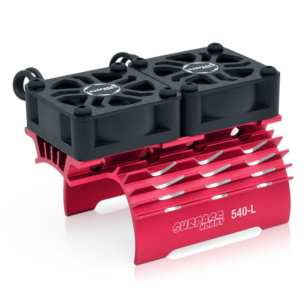 RC Motor Cooling Fan and Motor Dual Fan Set with Heatsink Compatible with RC Car 1/8 1/10 Scale 540 550 3650 3660 3670 Motor (Red) — image 1