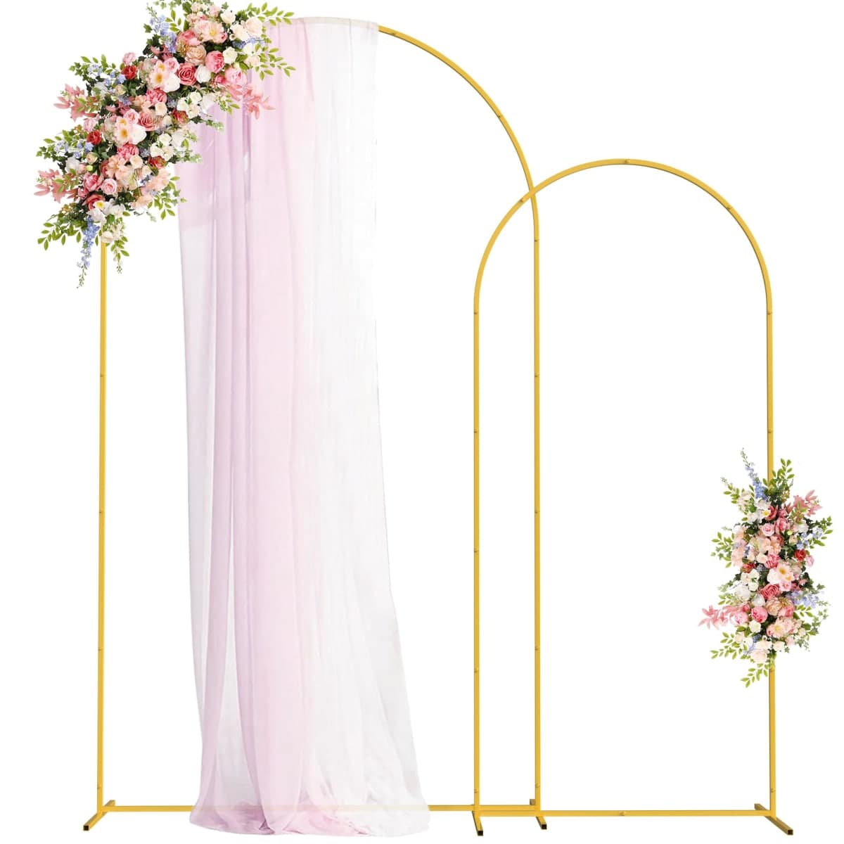 Fomcet Metal Arch Backdrop Stand Set of 2 Gold 7.2ft, 6ft Wedding Arches — image 1