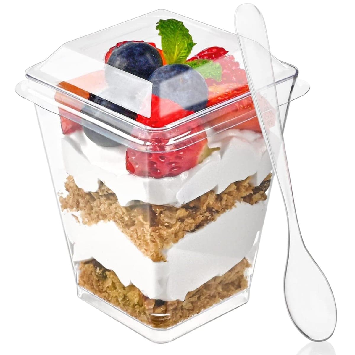 Zezzxu 5 oz Small Dessert Cups with Lids and Spoons, 75 Pcs Serves 25 — image 1