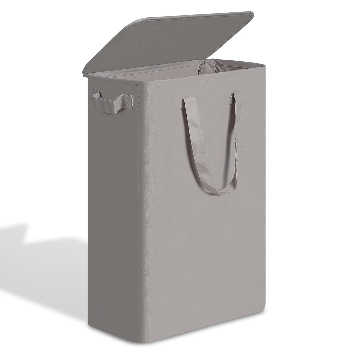 efluky Slim Laundry Basket with Lid, Narrow Laundry Hamper with Handles, Collapsible Dirty Clothes Hamper, Tall Laundry Bin for Laundry Room, Dorm and Bedroom, 55L Grey — image 1