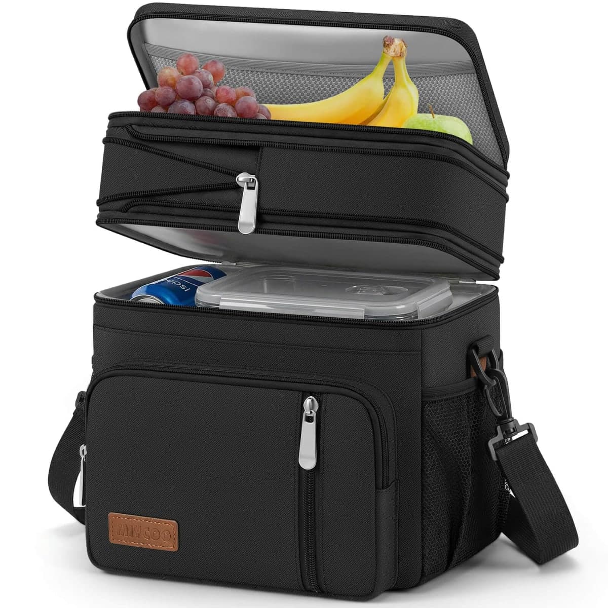 MIYCOO 15L Double Decker Insulated Lunch Bag for Men Women, Large Leakproof Cooler Tote for Work, Picnic, Beach & Travel (Black) — image 1