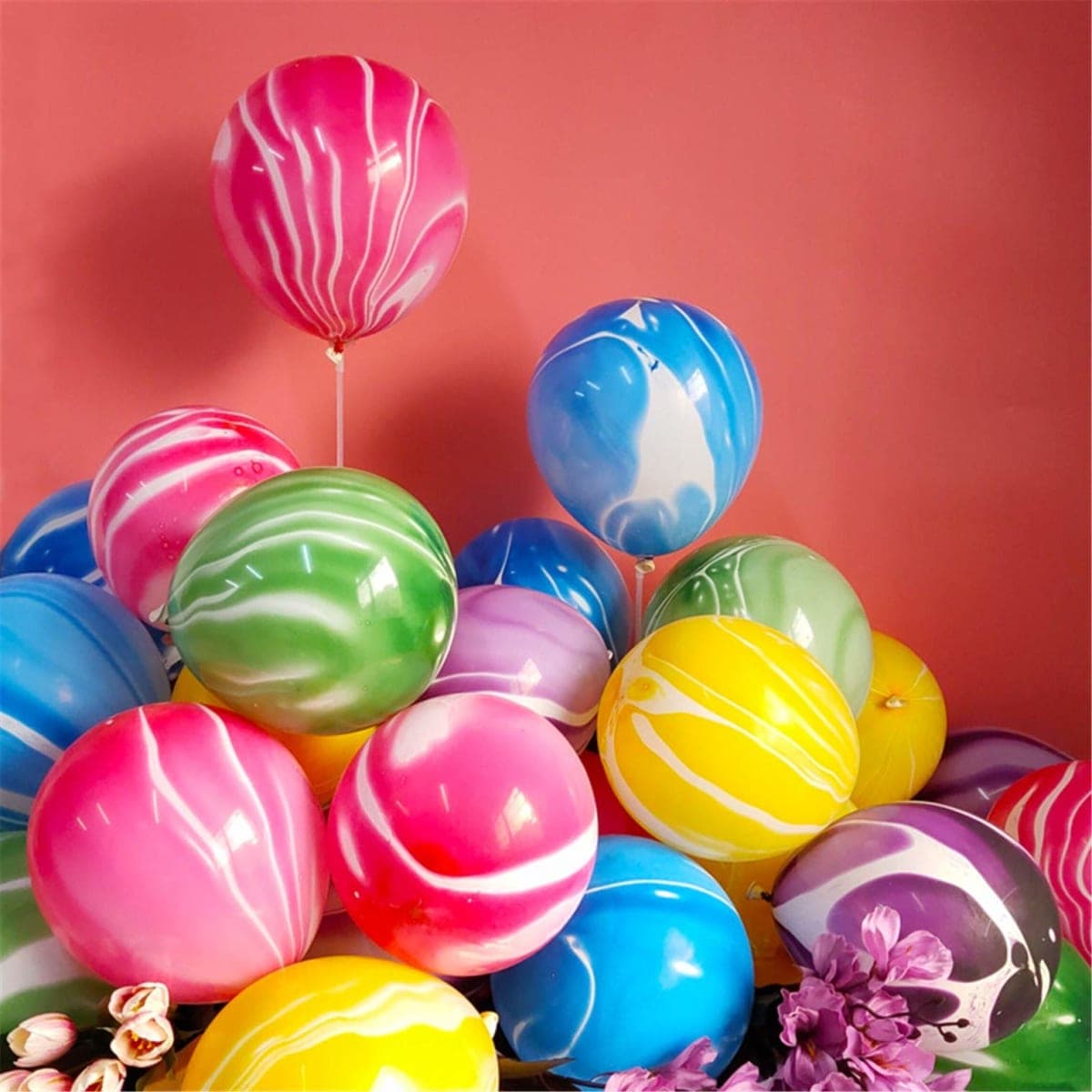 Rainbow Tie Dye Balloons 100PCS 12 Inch Agate Marble Latex Balloons For Birthday,Rainbow,Hippie Party Decorations(Color Clouds) — image 1