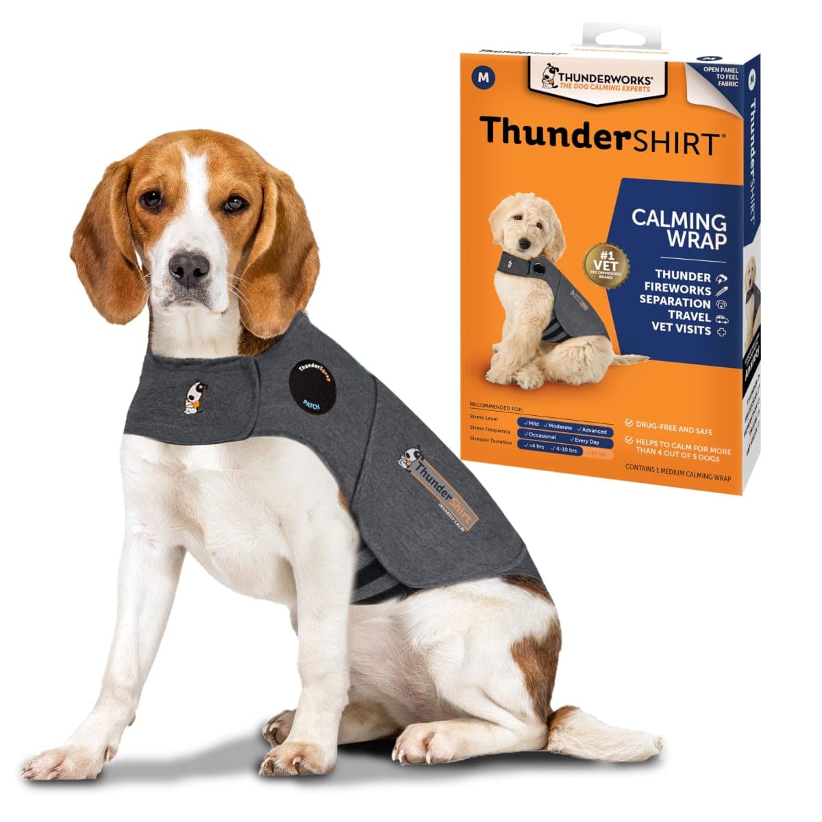 Thundershirt TH00116 Dog Anxiety Treatment Wrap, Medium, Heather Grey — image 1
