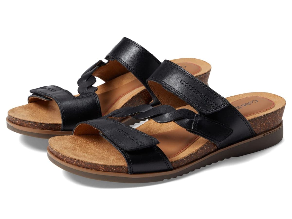 Rockport Women's May W Slide Sandal, Black Leather, 9 X-Wide — image 1