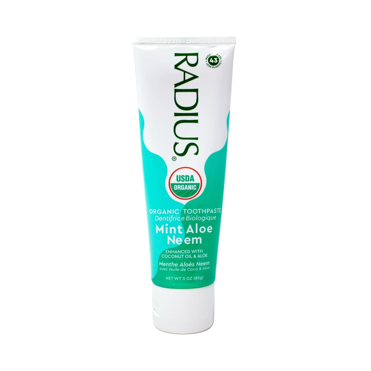 RADIUS USDA Organic Toothpaste 3oz Non Toxic Chemical-Free Gluten-Free Designed to Improve Gum Health & Prevent Cavity - Mint Aloe Neem - Pack of 1 — image 1