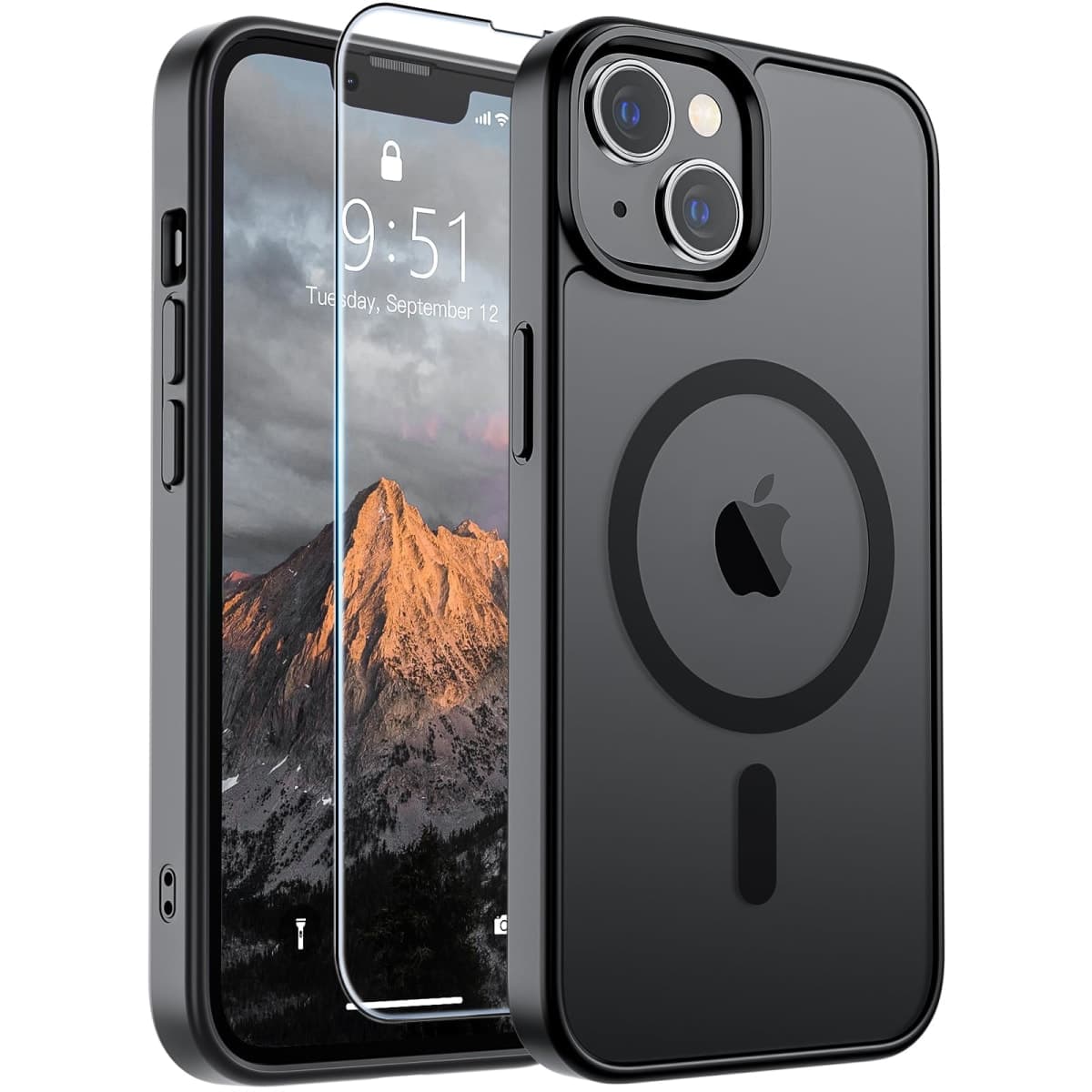 SUPFINE Magnetic for iPhone 14 Case & iPhone 13 Case (Compatible with MagSafe)(10 FT Military Grade Drop Protection) Slim Translucent Matte Shockproof Phone Cover,Black — image 1