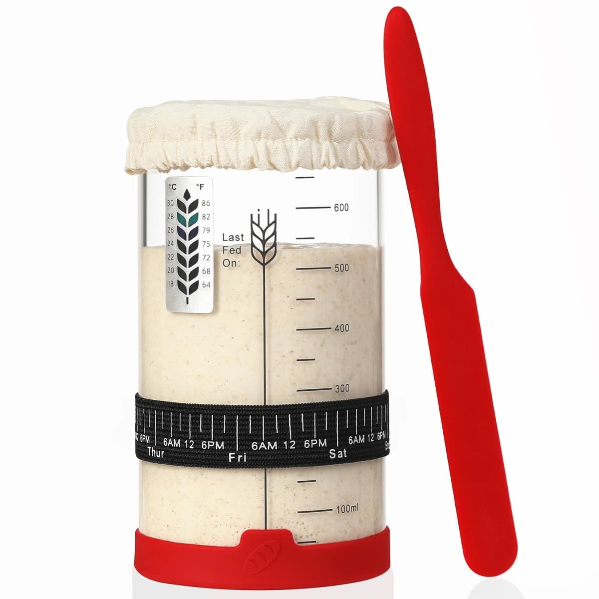 INOBYO Sourdough Starter Jar Kit, 24 oz Wide Mouth Sour Dough Jars Glass — image 1
