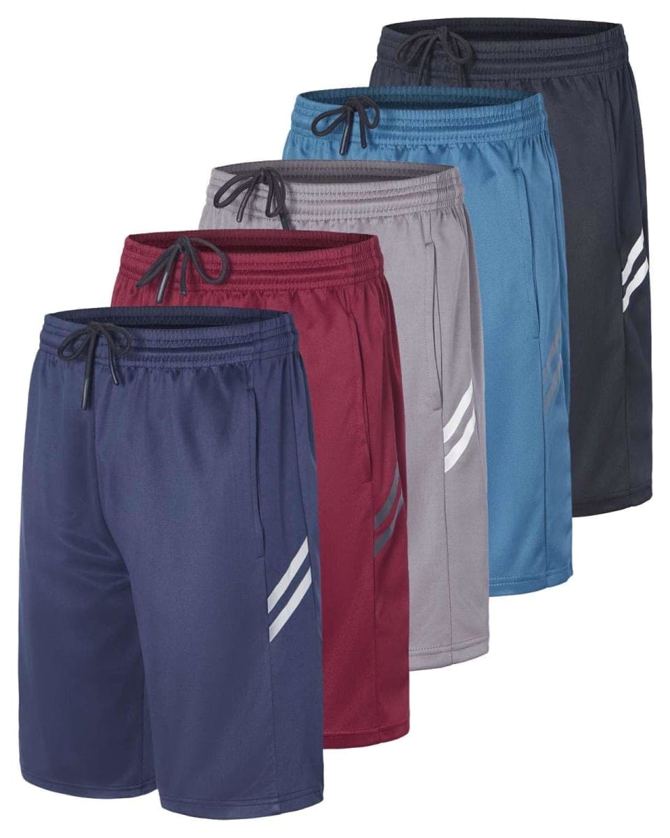 5 Pack Boys' Basketball Shorts Athletic Quick Dry Youth Kids with Pockets, Set 6, Medium — image 1