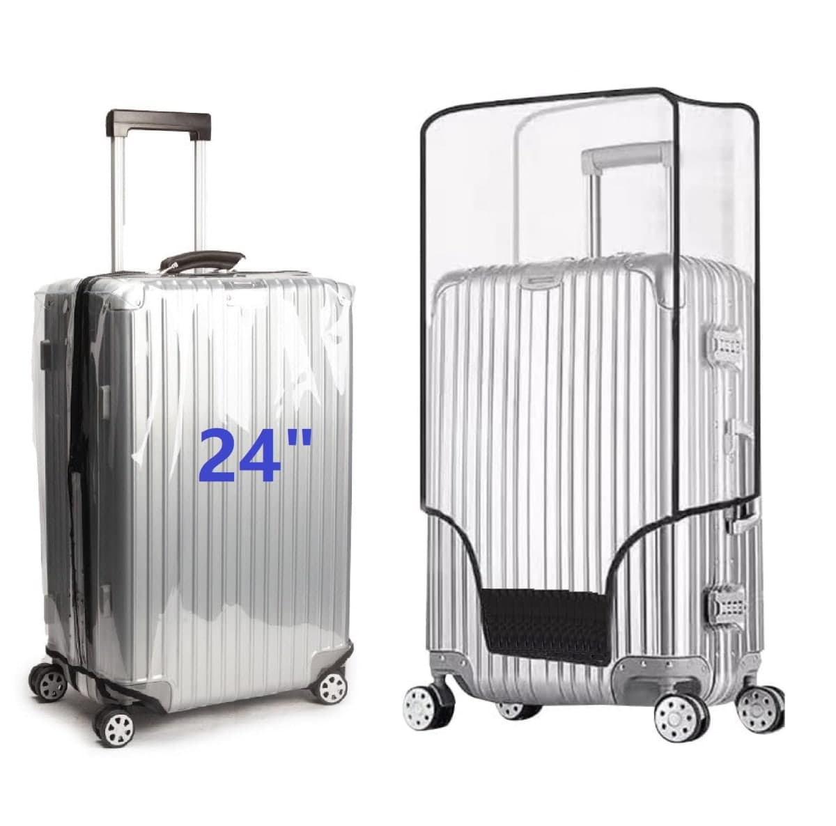FABULWAY 1PCS Clear PVC Suitcase Cover Protectors Transparent Luggage Cover Waterproof Wheeled Suitcase Dust Cover Dustproof Travel Luggage Sleeve Protector, Clear, 24", Waterproof Suitcase Cover for — image 1