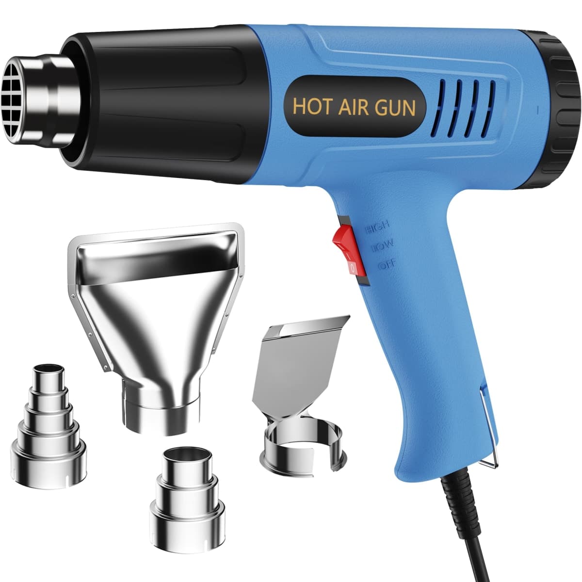 UROOLS Heat Gun 572&1112℉ Variable Temperature Control Fast Heating Heavy Duty Hot Air Kit With 4 Nozzles Overload Protection For Shrink Tubing, Shrink Wrap, Candle Making, Vinyl Wrap 5Ft Power Cord — image 1
