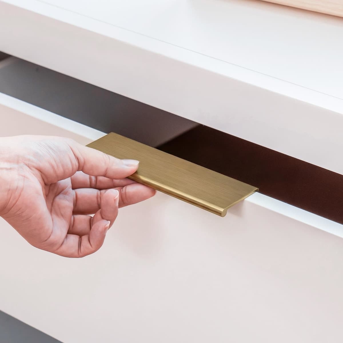 homdiy 10 Pack 5" Cabinet Handles - 128mm Hole Center Champagne Bronze Finger Edge Pulls, Modern Concealed Pulls for Drawers, Kitchen & Bathroom — image 1