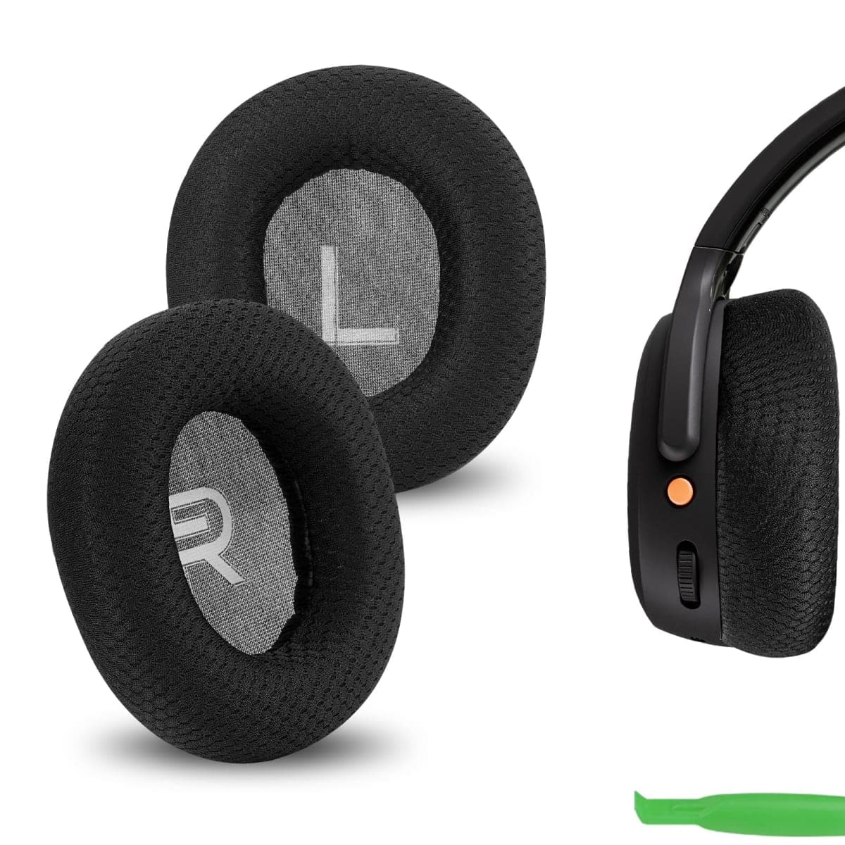 Geekria Comfort Mesh Fabric Ear Pads Compatible with Skullcandy Crusher ANC 2 Headphones, Ear Cushions with Video Guide (Black) — image 1