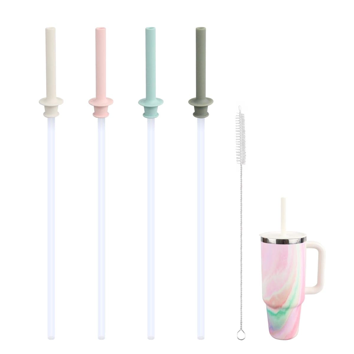 KLOWOAH Replacement Straws and Bite Valve for Hydro Flask Around Travel Tumbler 40oz 32oz 28oz 20oz,with 1 Brush (4 colors) — image 1