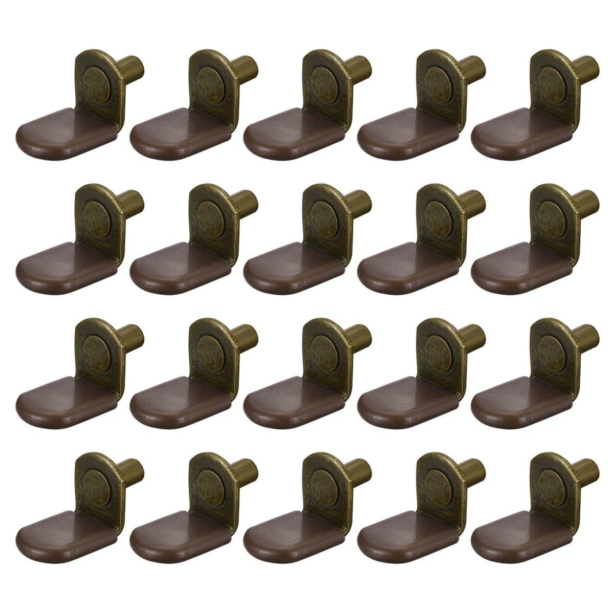 uxcell Shelf Support Pegs, 25pcs 6mm(1/4") L-Shaped Support Bracket Pegs Shelf Pin with Rubber Sleeve for Furniture Shelves Supplies, Bronze Tone — image 1