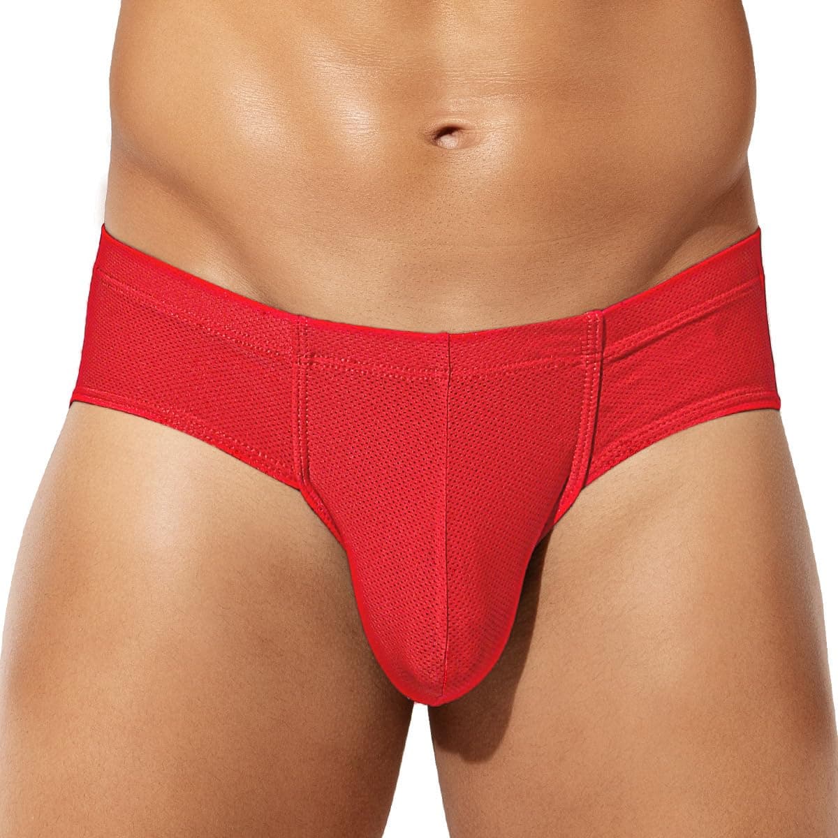 Casey Kevin Men's Briefs, Sexy Underwear for Men, Silk Low Rise Bikini, Mens Mesh Breathable Underwear with Bulge Pouch, Red, X-Large — image 1
