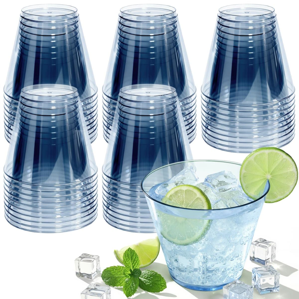 Glowserve 9 OZ Blue Disposable Plastic Cups Cocktail Cup 150 Pack — image 1