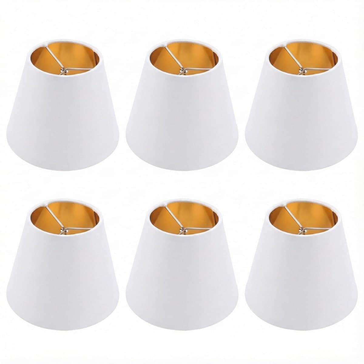 Small Lamp Shades Clip on Bulb, Fabric Chandelier Shades Set of 6 White — image 1