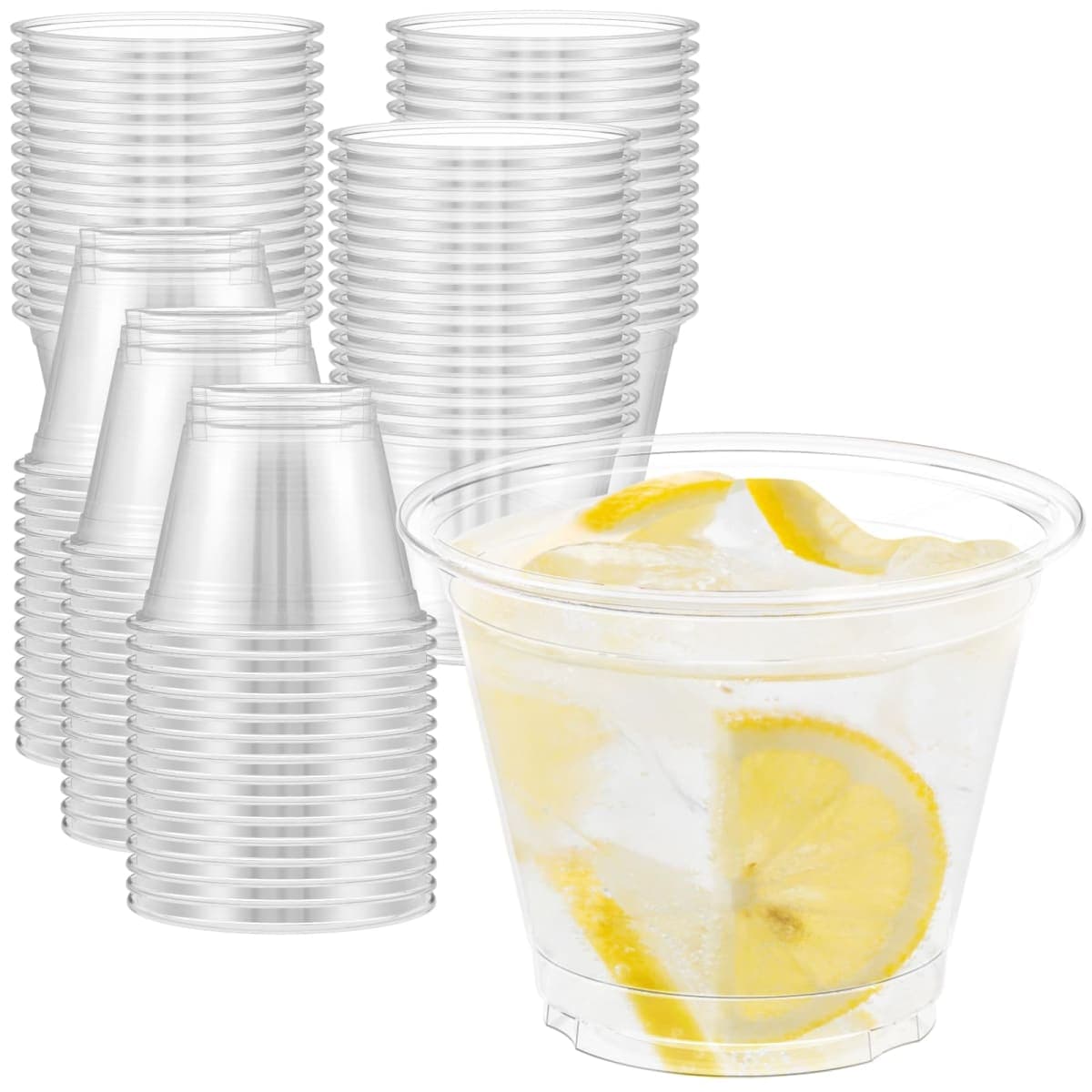 Dealusy 100 Pack 9 oz Clear Plastic Cups, Sturdy & Food Safe Disposable Cups, Clear Cups Plastic Cups for Party, Plastic Wine Cups Cocktail Cups Punch Cups — image 1