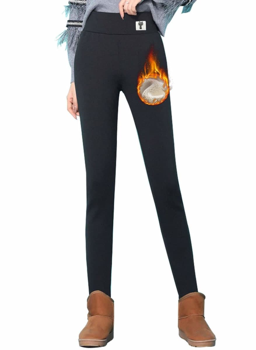 Winter Sherpa Fleece Lined Leggings for Women,High Waist Stretchy Thick Cashmere Leggings Plush Warm Thermal Pants, Black, X-Large — image 1