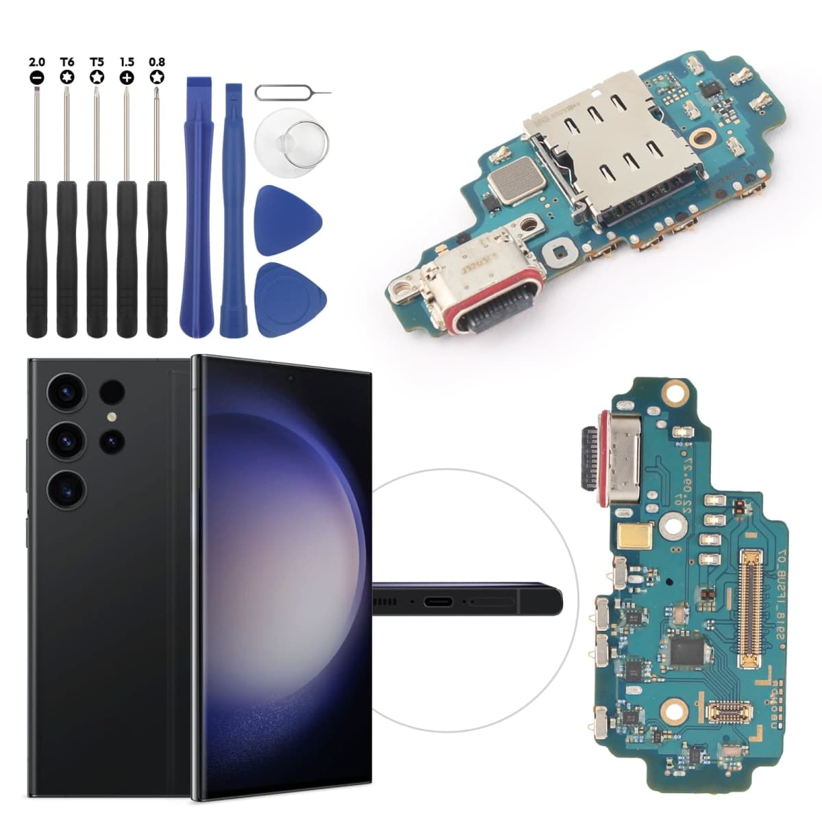 Replacement for Samsung Galaxy S23 Ultra 5G Charging Port Dock Connector for Galaxy SM-S918U SM-S918U1 Charging Port Replacement USB Charger Board Flex Cable Assembly Accessories with Repair Tools — image 1