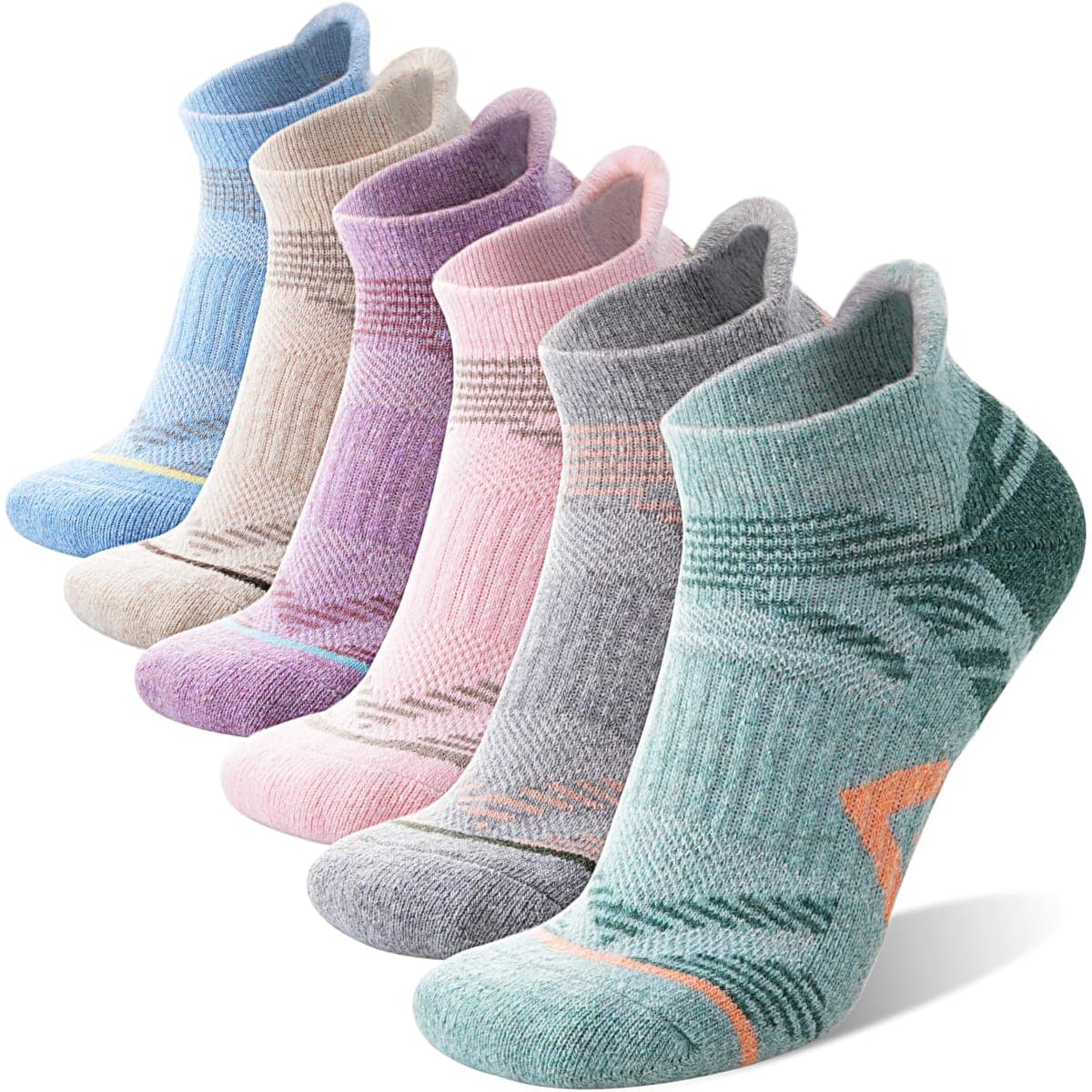 ANTSANG Merino Short Hiking Socks Sneaker Socks Warm Wool Socks Thick Wool Running Socks Compression Sports Socks Thermal Socks Gifts Winter Socks for Men Women 6 Pairs, Light colour combination, — image 1