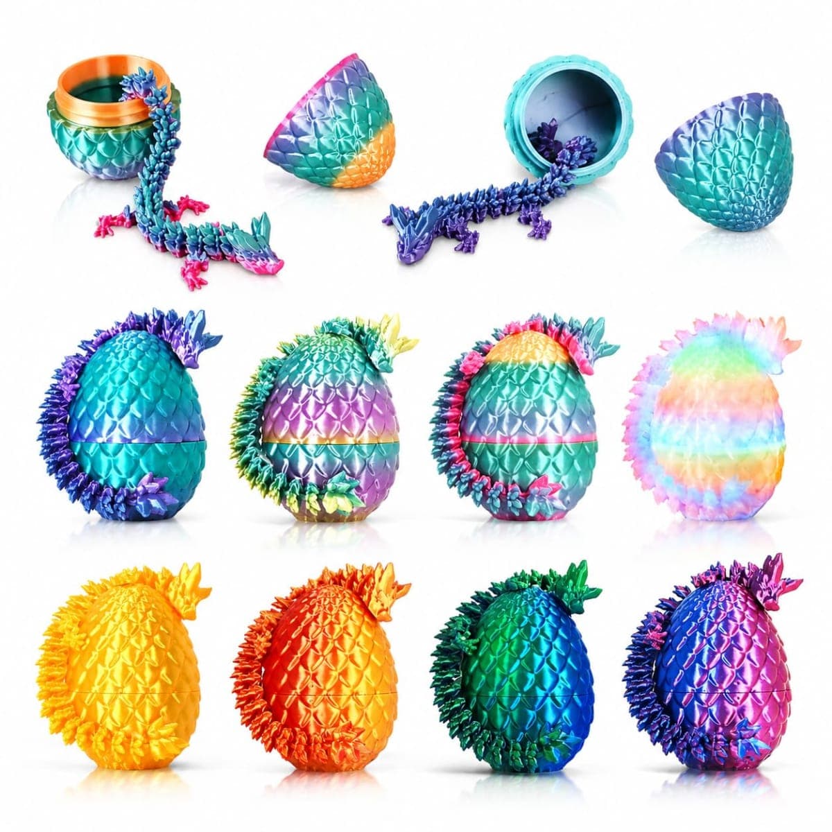 Impossmaker 8PCS 3D Printed Dragon Eggs, Prefilled Easter Dragon Egg for Basket Stuffers, Goodie Bag Fillers, Classroom Prize Supplies, Unique Easter Basket Essentials for Kids (Series A) — image 1