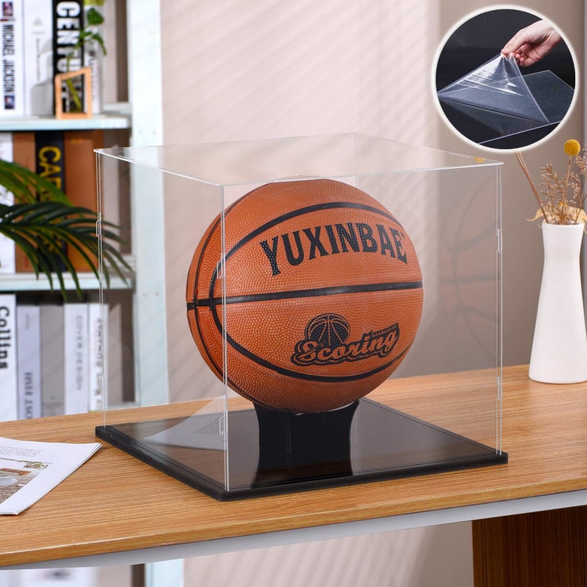 SANOSY Clear Acrylic Display Case UV Protected Acrylic Basketball Holder, Display Case for Autographed Basketball, for basketballs, Dolls, car Models, Souvenirs(Basketball) — image 1