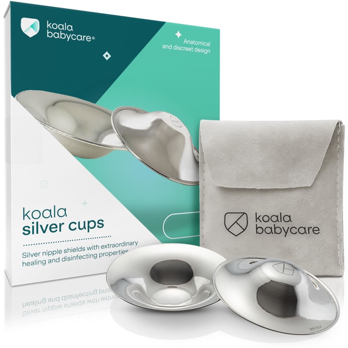 Nipple Shields in Trilaminate Silver, Nickel-free for the Prevention and Treatment of Breast Fissures during Breastfeeding | Medical Device Class 1 Koala Silver Cup — image 1
