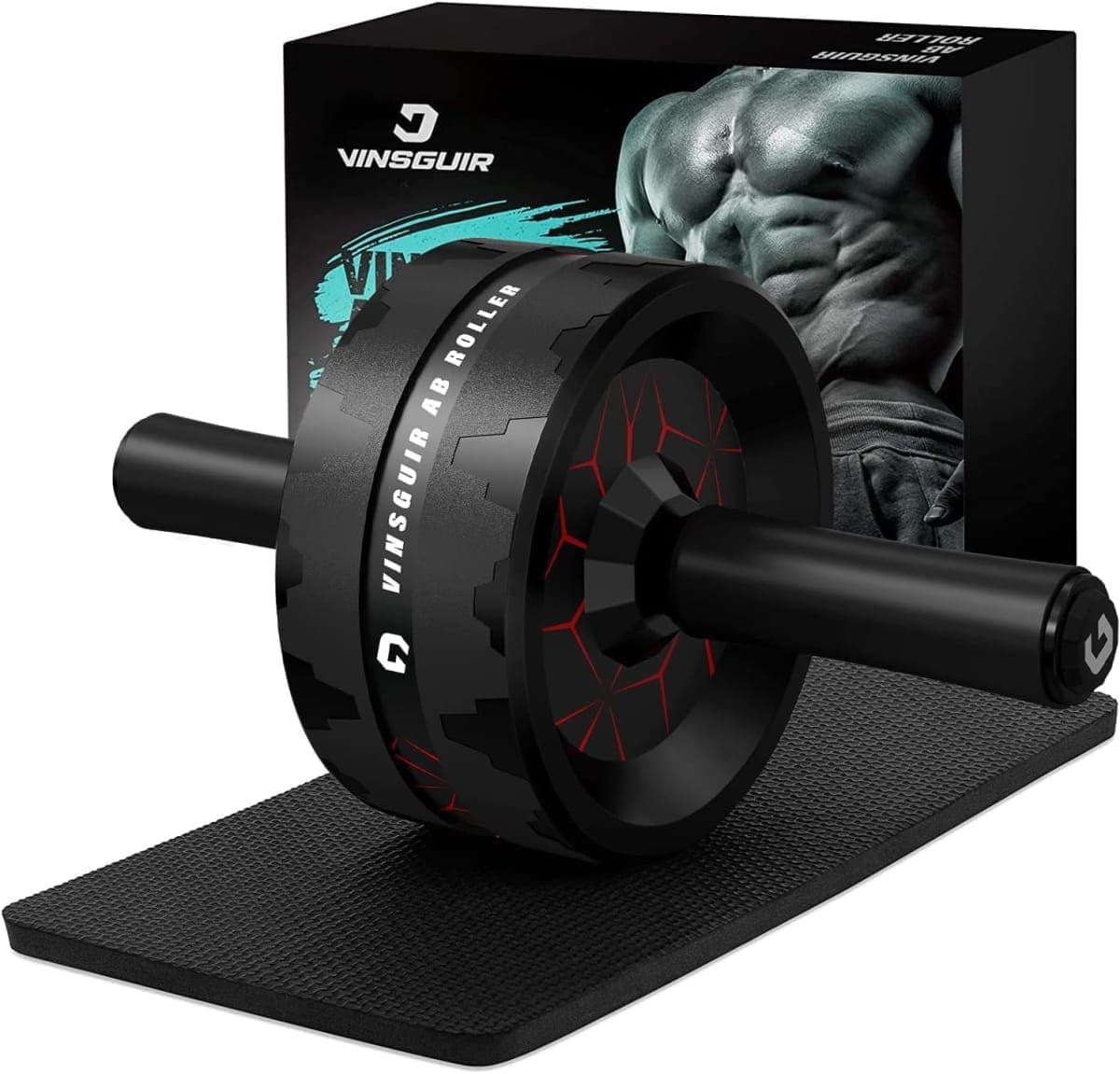 Vinsguir Ab Roller for Abs Workout, Ab Roller Wheel Exercise Equipment for Core Workout, Ab Wheel Roller for Home Gym, Ab Workout Equipment for Abdominal Exercise (Black&Red) — image 1
