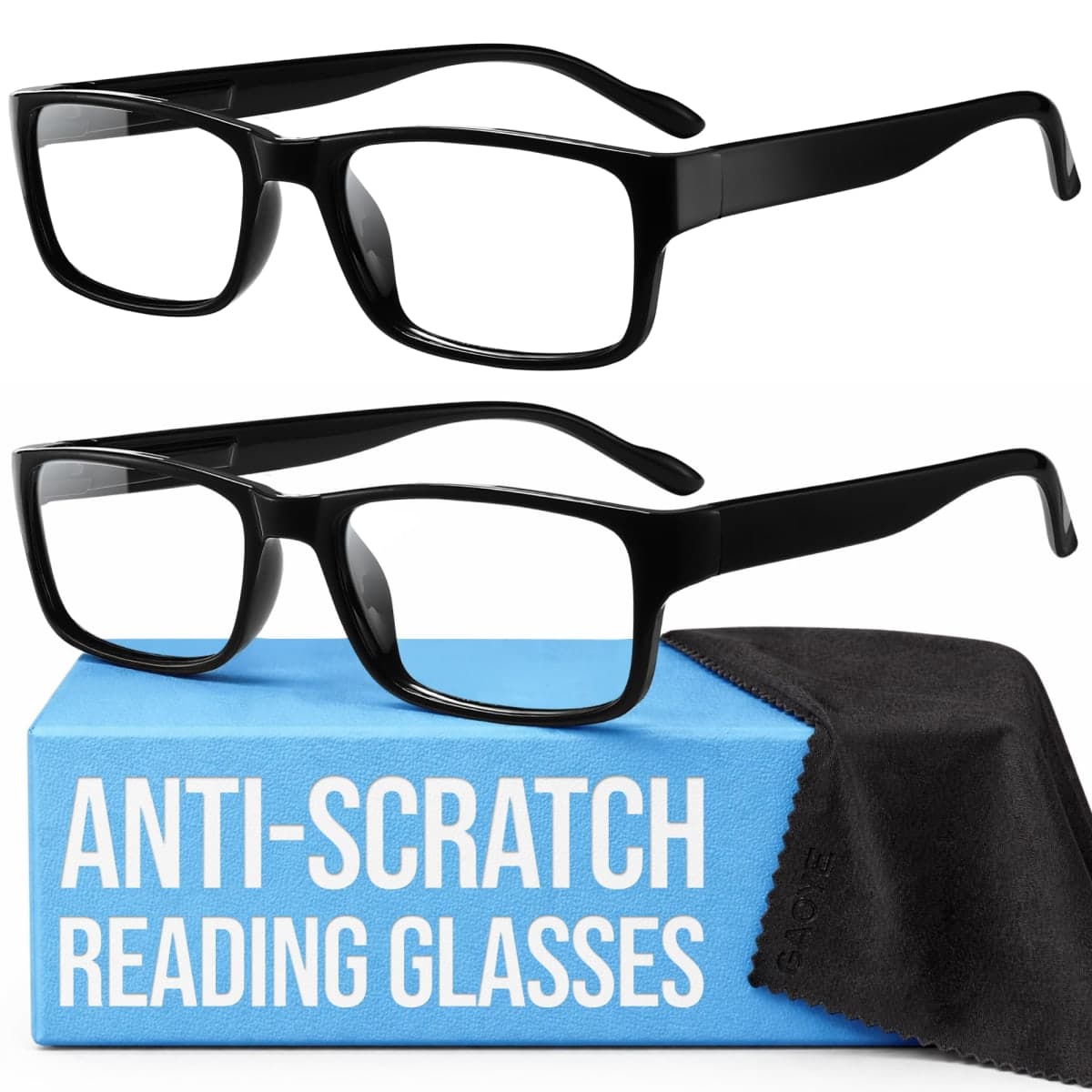Gaoye 2-Pack of Reading Glasses - Blue-Light Filter, UV Protection - Readers with Rectangle Frames — image 1