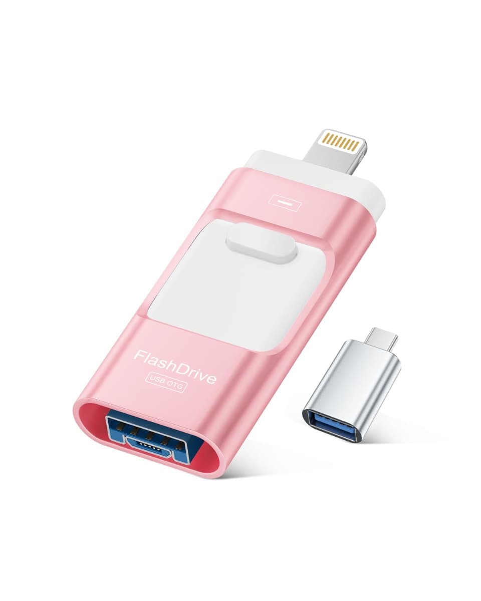 ROSPE MFi Certified 256GB iPhone Flash Drive, Photo Stick Memory Stick for iPhone iPad, USB Thumb Drive for Photos Videos Transfer & Backup, External Storage Compatible for iPhone/Android/PC/Mac (Red) — image 1