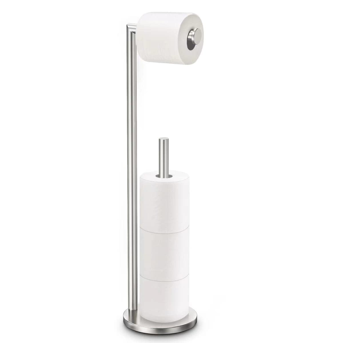 Toilet Paper Holder Stand, Toilet Paper Stand Brushed Nickel, Free Standing Toilet Paper Holder, Toilet Paper Storage by Bathth — image 1