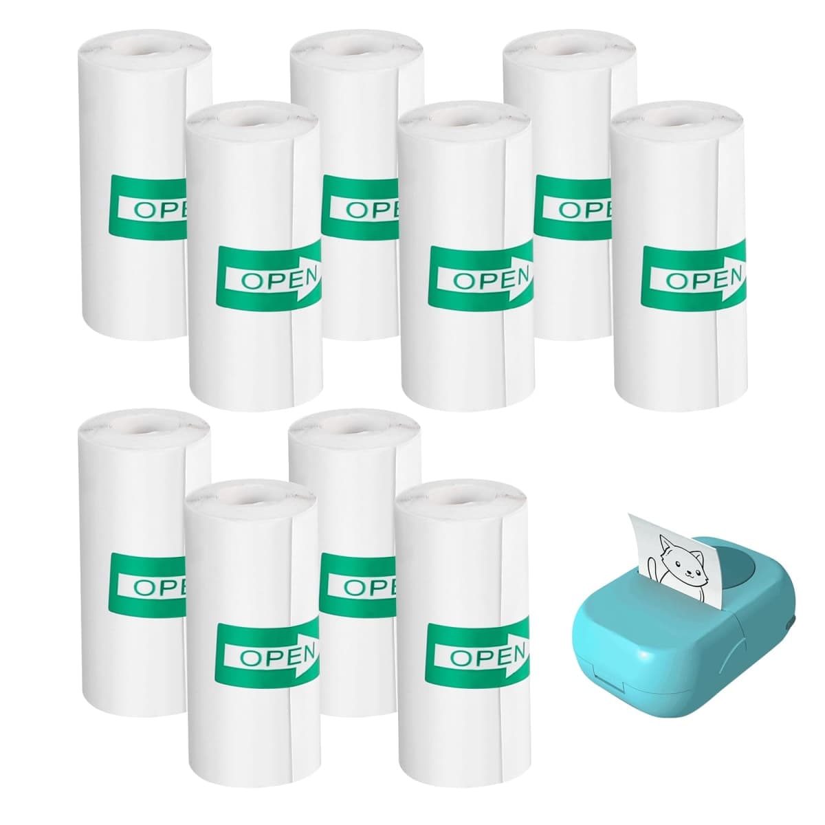 10 Rolls Sticker Maker Refill Compatible with Hello Blink,2.2 X 0.98 Inch,White Adhesive Stickers Compatible with Hello Blink,Thermal Paper for Most Kids Instant Camera — image 1