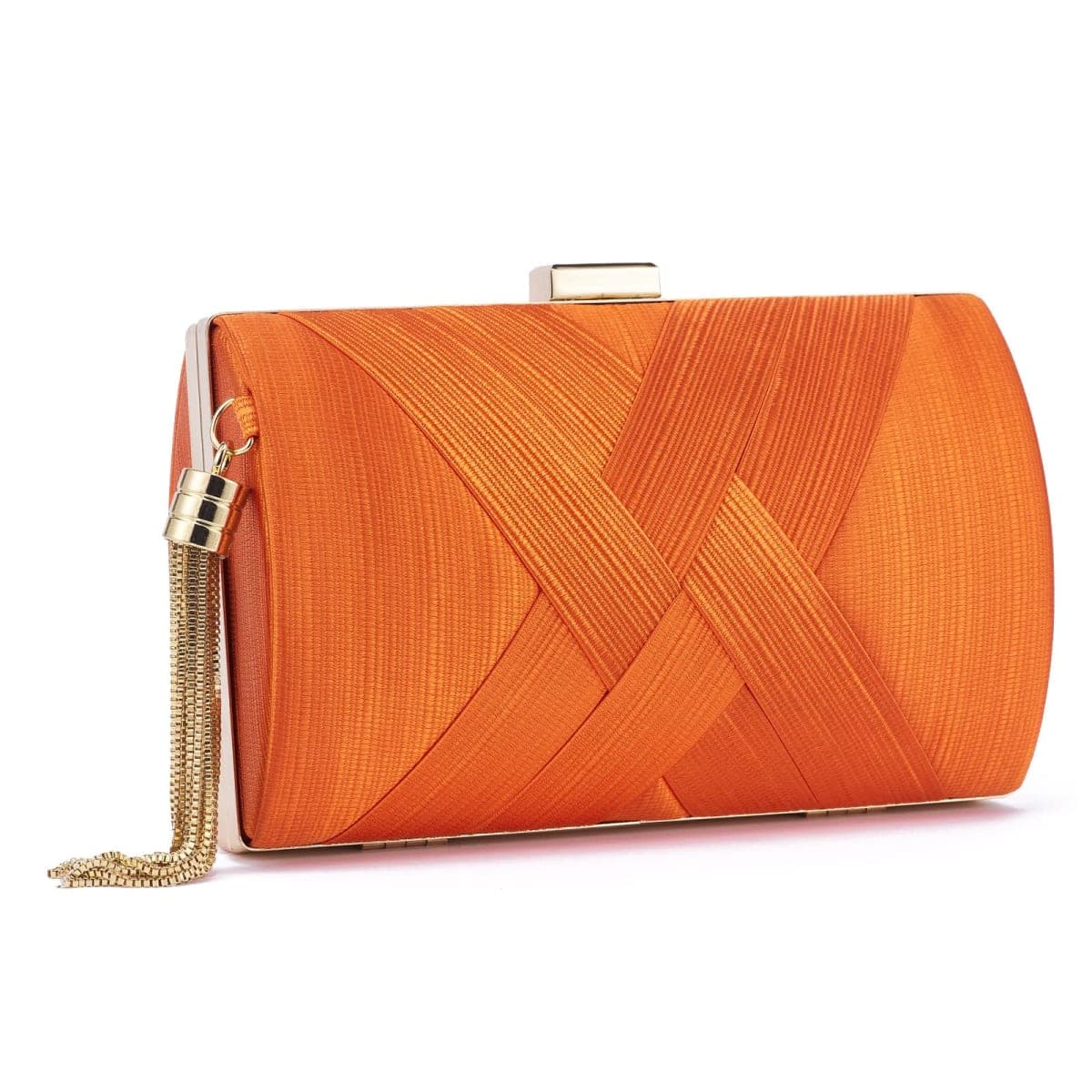 WEIMZC Women Clutch Bag Evening bag Fringed Evening Handbag,Lady Party Wedding Clutch Purse Chain Shoulder Cross Body Bag, Orange — image 1