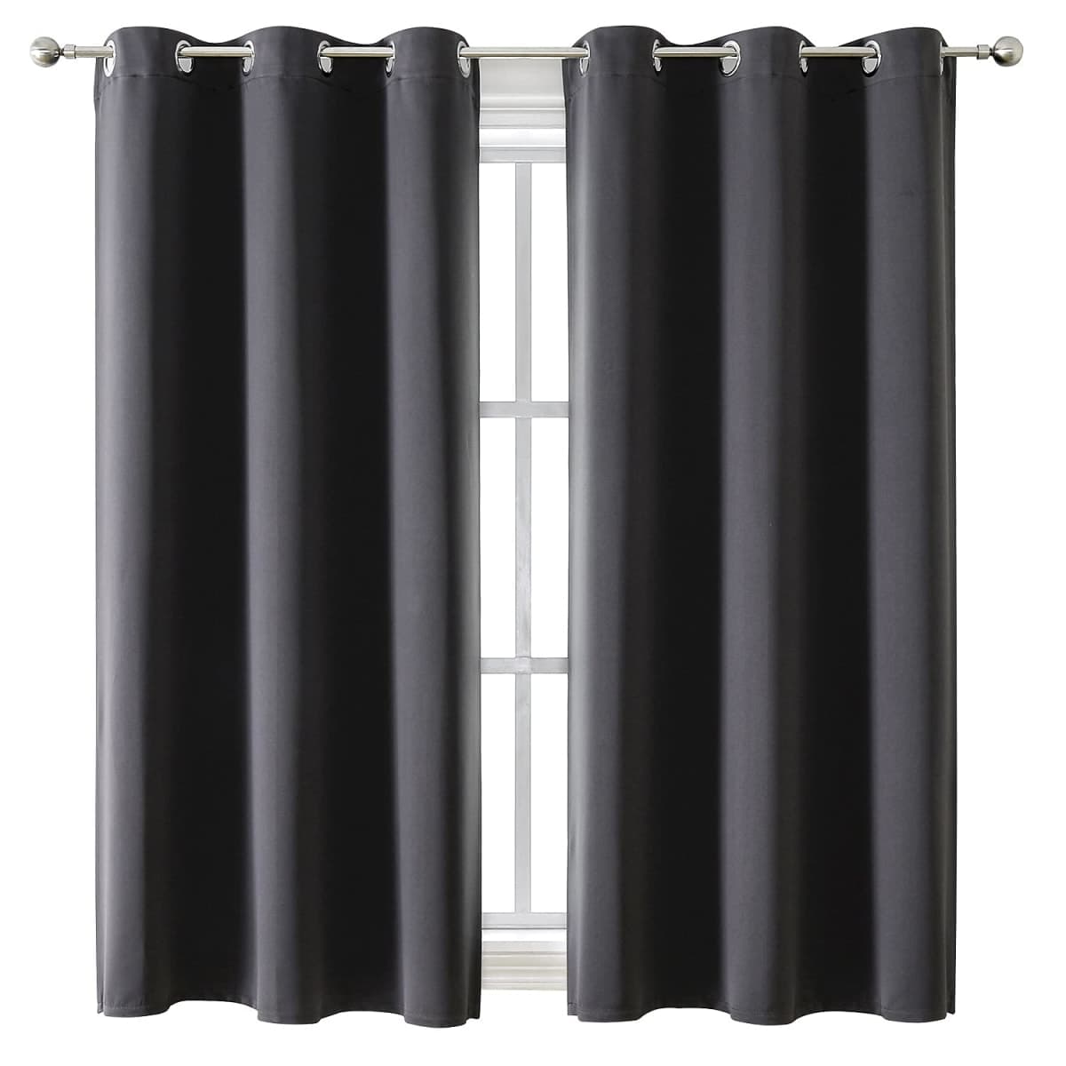 ChrisDowa Grommet Blackout Curtains for Bedroom and Living Room - 2 Panels Set Thermal Insulated Room Darkening Curtains (Dark Grey, 42 x 63 Inch) — image 1