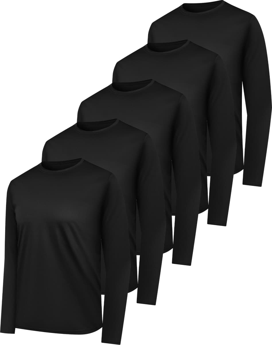 HovSiyla Long Sleeve Shirts for Men Moisture Wicking Mens Tee Shirts Workout Sun Protection T Shirt for Running, 5 Pack Black, Medium — image 1
