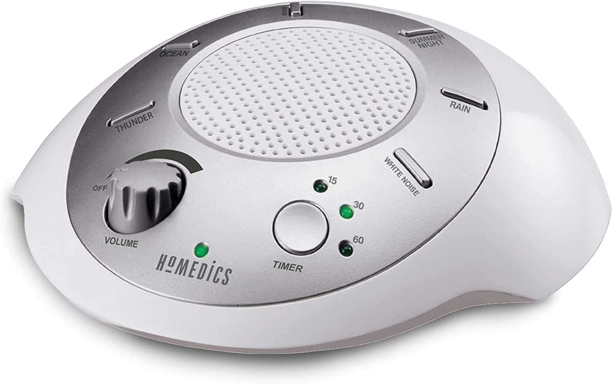 Homedics White Noise Sound Machine, Ambient Sleep Aid, Travel Friendly, 6 Relaxing Nature Sounds, Portable Soothing Relaxation Device for Home, Office, Nursery, Baby, Adults, with Timer — image 1