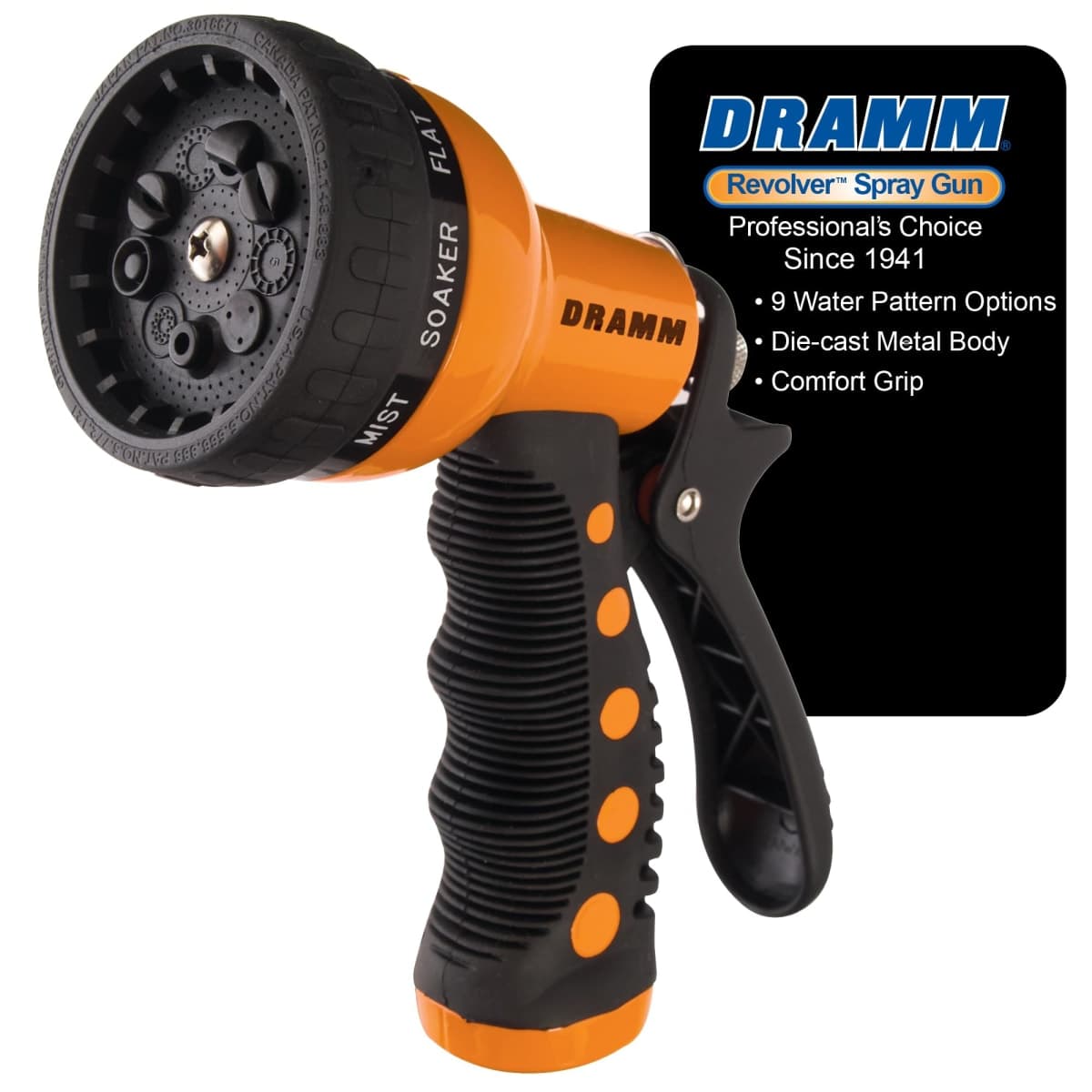 Dramm 12702 9-Pattern Revolver Spray Nozzle, Orange — image 1