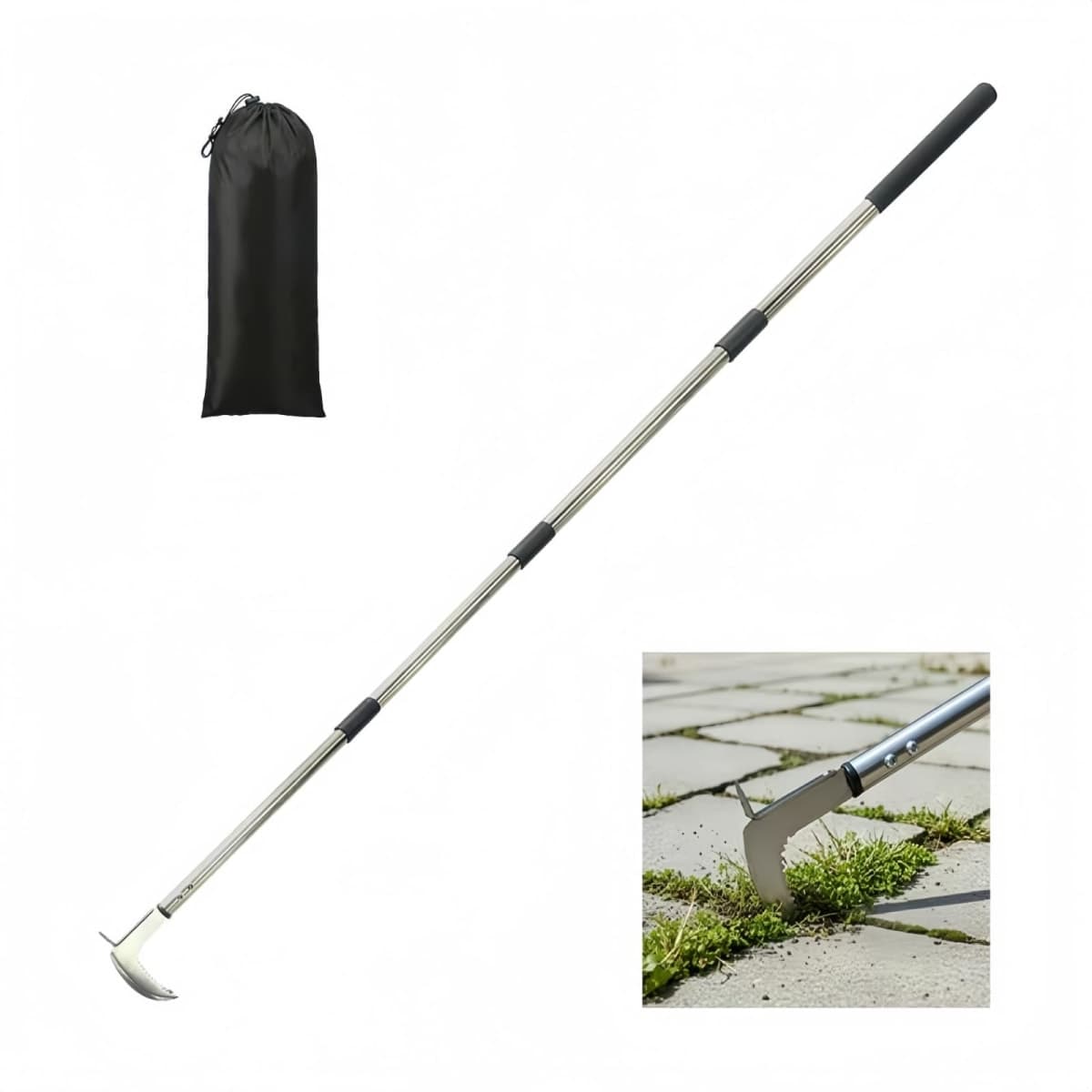 HGroCA Weed Puller Crack Long Handle, 63″ 49″ 35″ Adjustable for Stand Up Height Garden Tools Driveway Sidewalk Patio — image 1