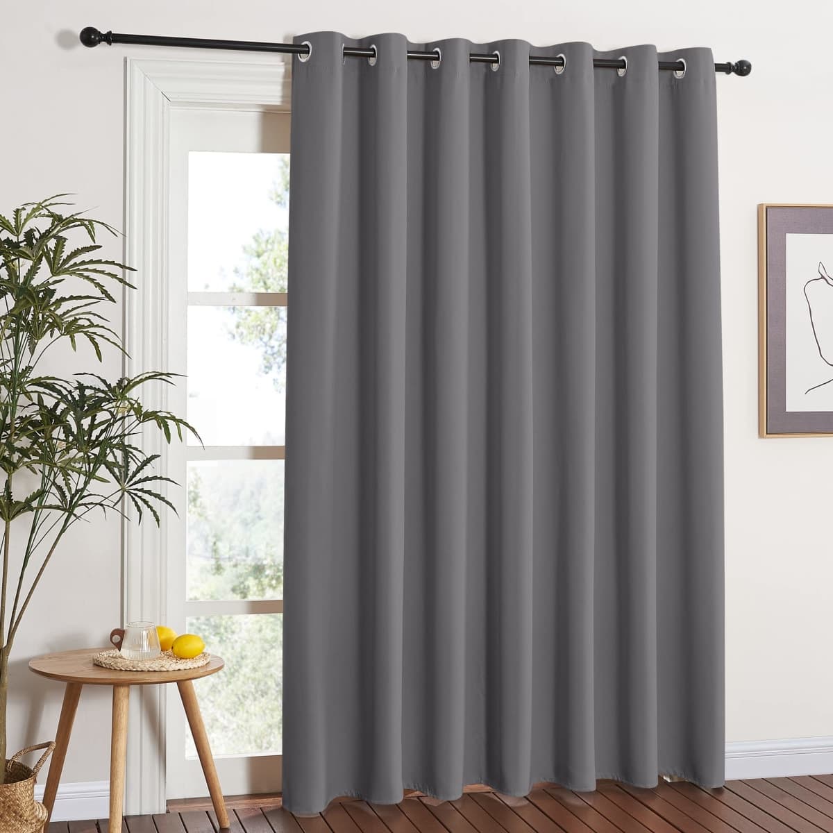NICETOWN Vertical Blinds for Sliding Door - Living Room Wide Curtain Thermal Insulated Blackout Curtain Rideaux for Home Decor (1 Panel, 100 by 84 Inches, Gray) — image 1