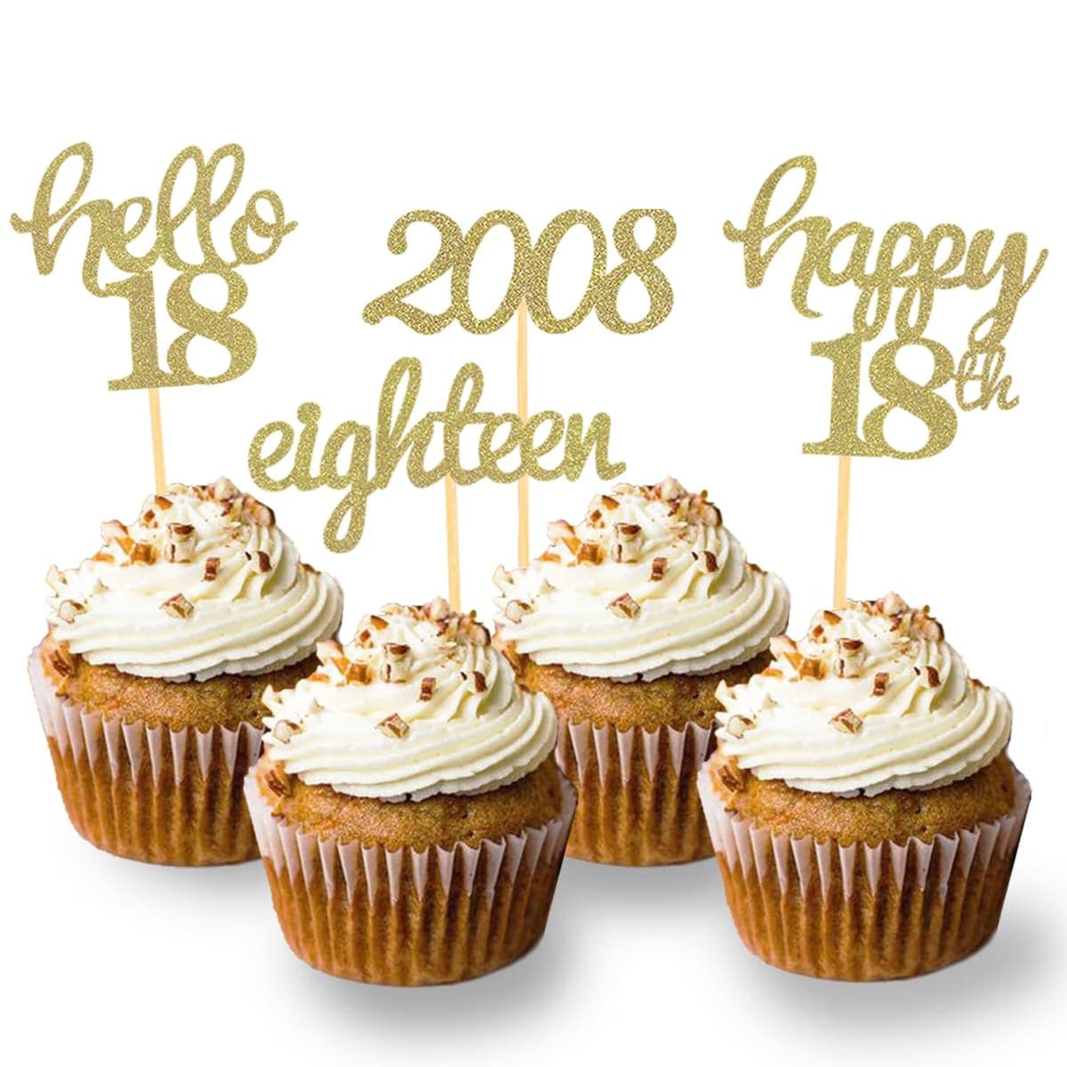 24 Pcs Glitter 18th Birthday Cupcake Toppers for Celebrating 18th Birthday Party Decorations for Eighteen Years Old Birthday Party Supplies (Rose Gold2) — image 1