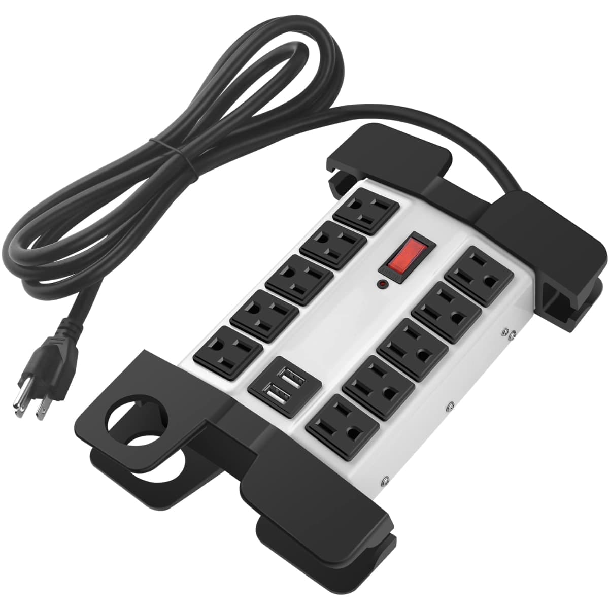 CCCEI Heavy Duty Power Strip with USB Ports, 10 Outlets. Grey, 5FT. — image 1