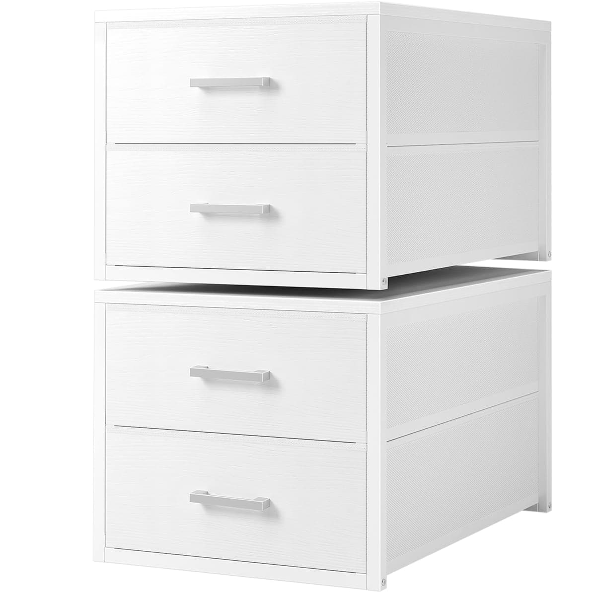 BOLUO Stackable Storage Drawers Narrow Closet Organizers and Storage Fabric White 2 Drawer Dresser for Bedroom 2 Packs Modern — image 1