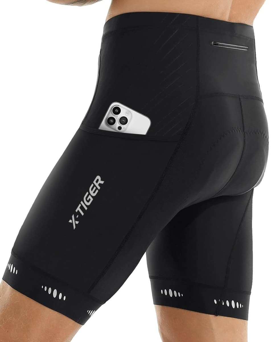 X-TIGER Men's Cycling Shorts with Back Pocket,5D Gel Padded Bike Shorts for Men,Mountain Road Biking Riding Half Pants Tights, A-black(2side Pocket), X-Large — image 1